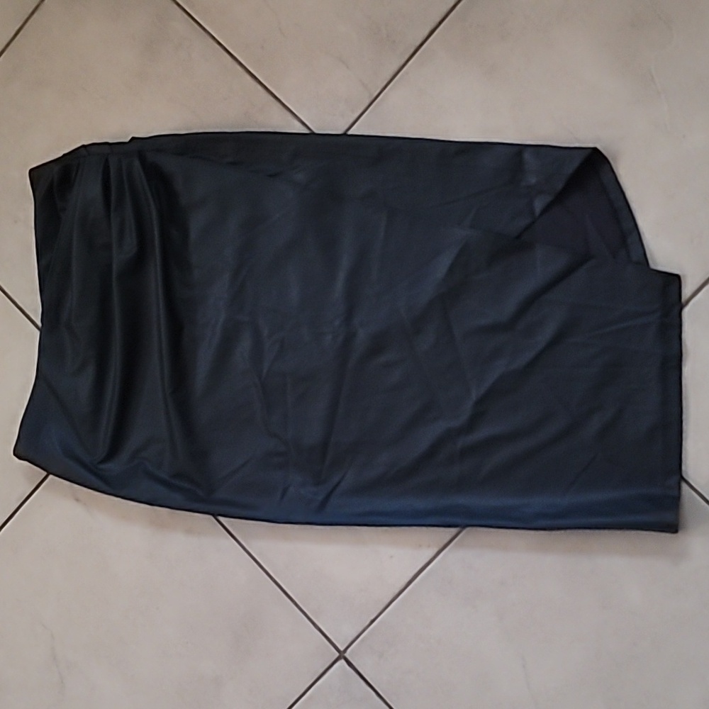 Sleek Black Faux Pencil Skirt Ruched Side Asymmectical front Hem Pleat SZ M